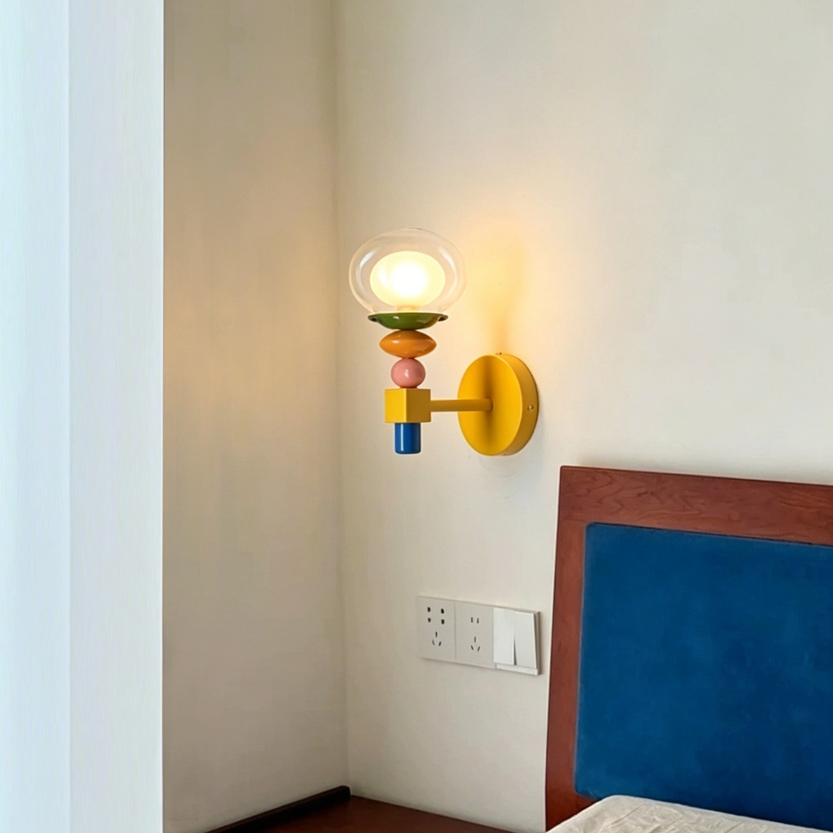 Stacked Geometric Glass Wall Sconce, Colorful