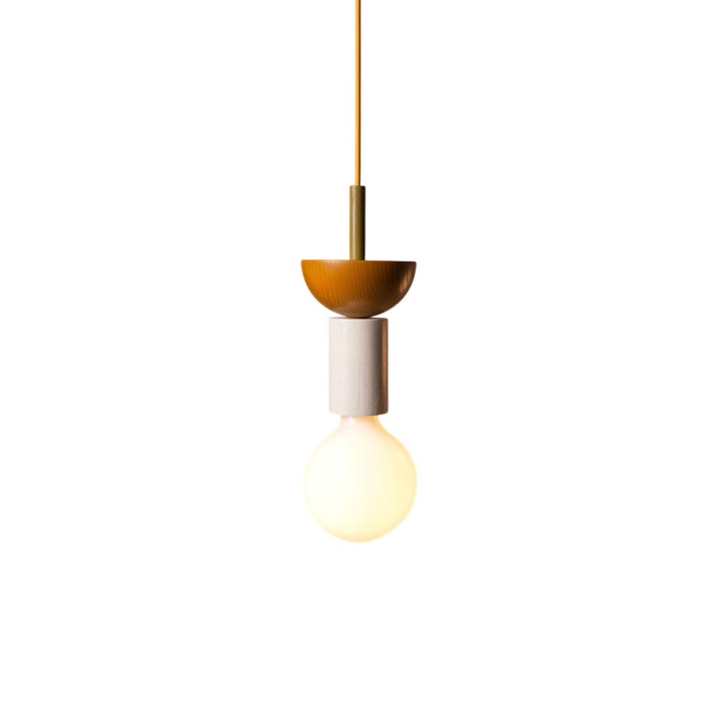Stacked Wood Pendant Lamp, Mid-Century Style