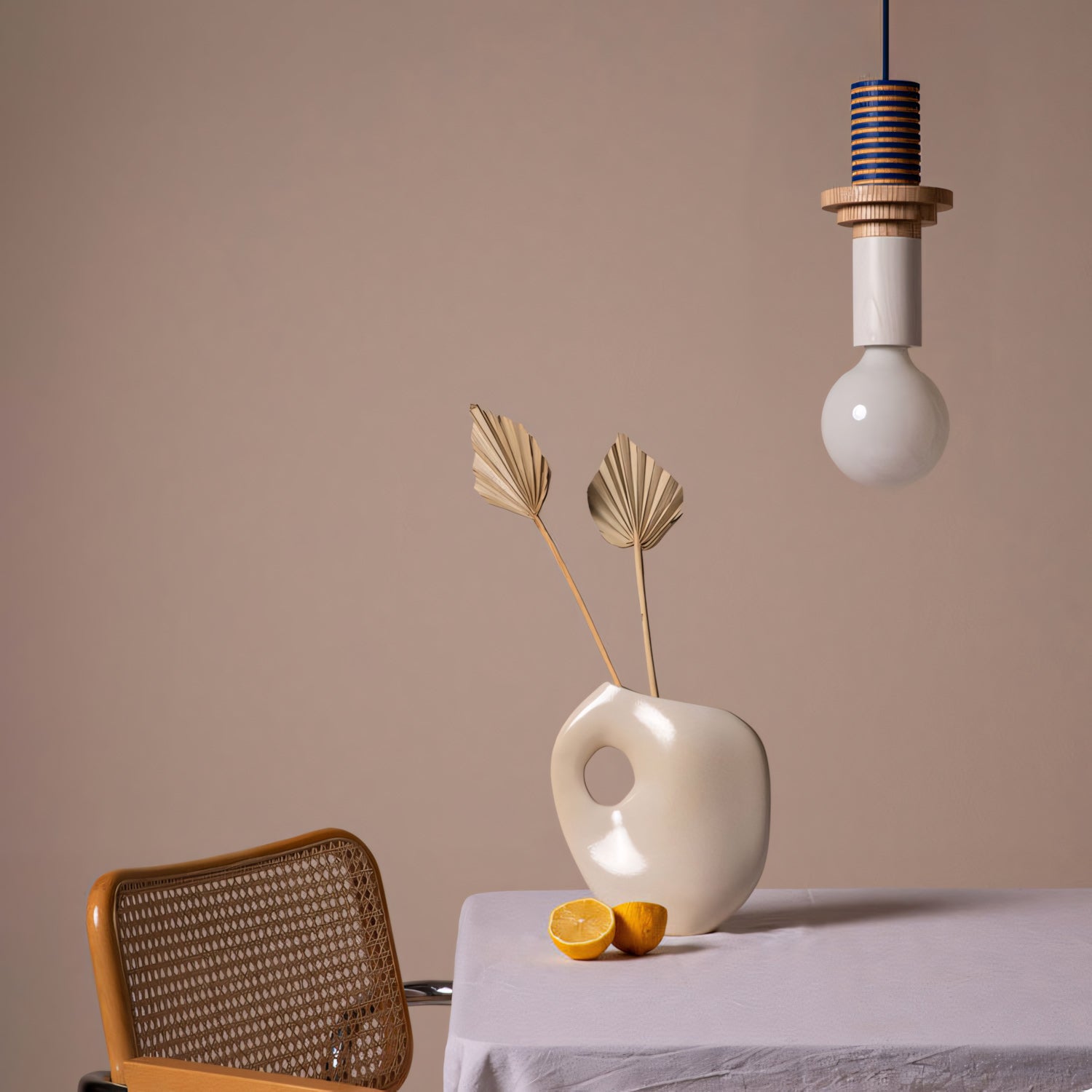 Stacked Wood Pendant Lamp, Mid-Century Style