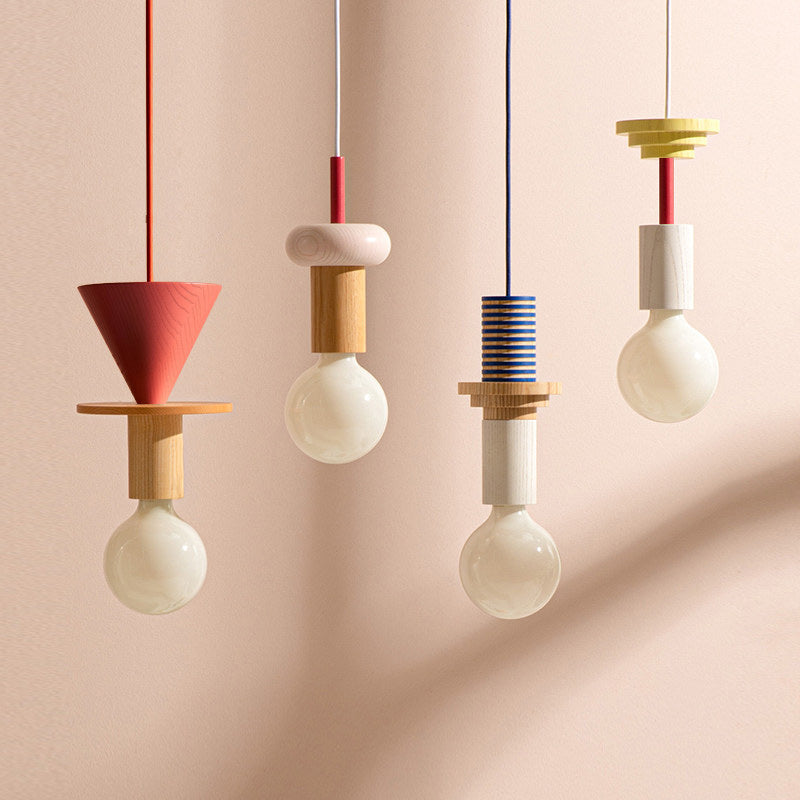 Stacked Wood Pendant Lamp, Mid-Century Style