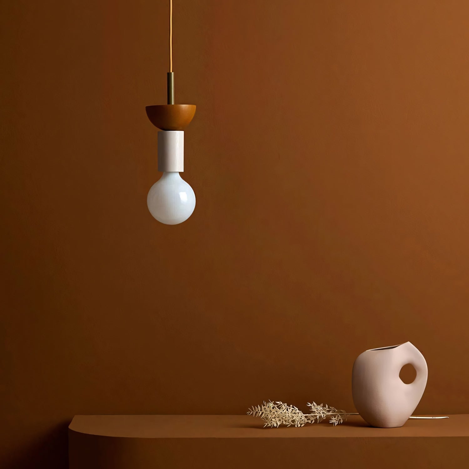 Stacked Wood Pendant Lamp, Mid-Century Style
