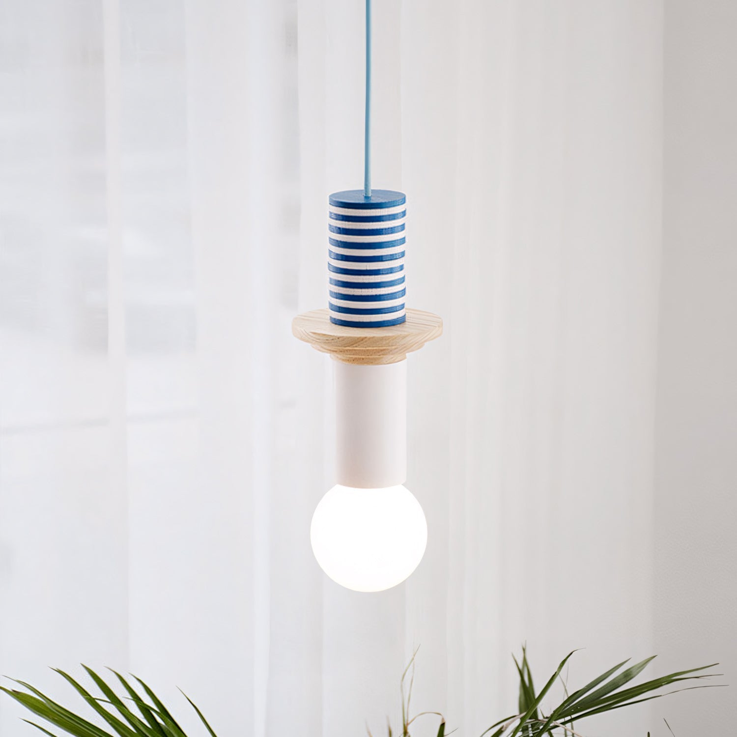 Stacked Wood Pendant Lamp, Mid-Century Style