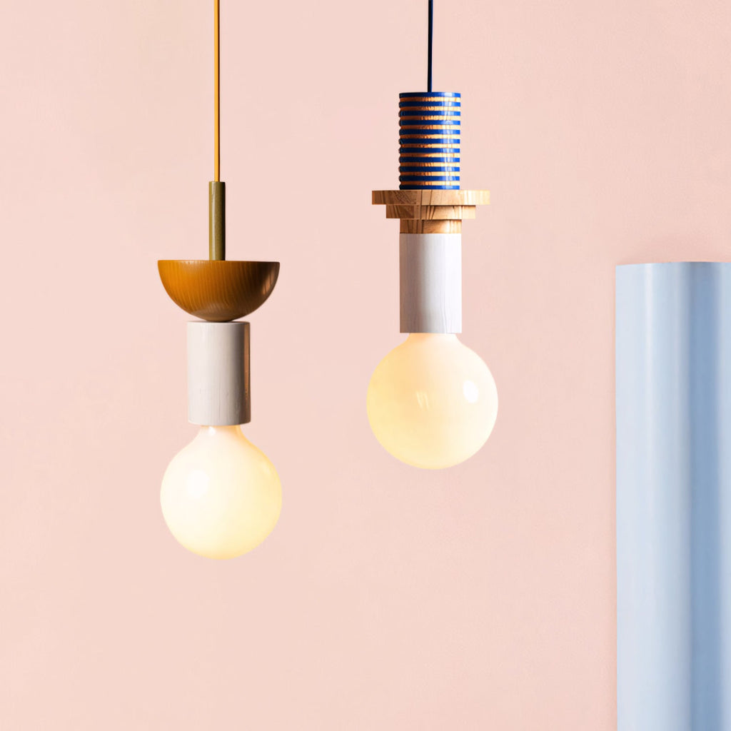 Stacked Wood Pendant Lamp, Mid-Century Style