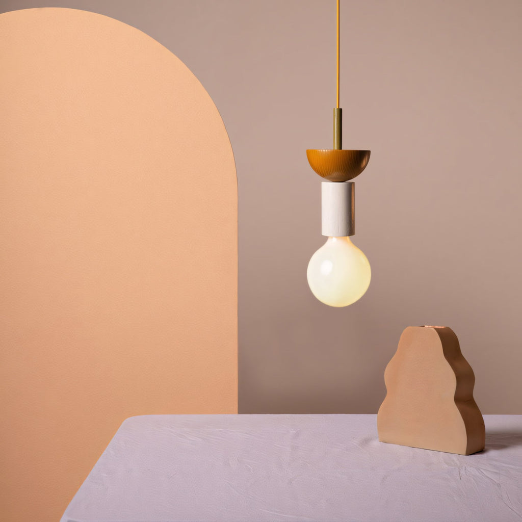 Stacked Wood Pendant Lamp, Mid-Century Style