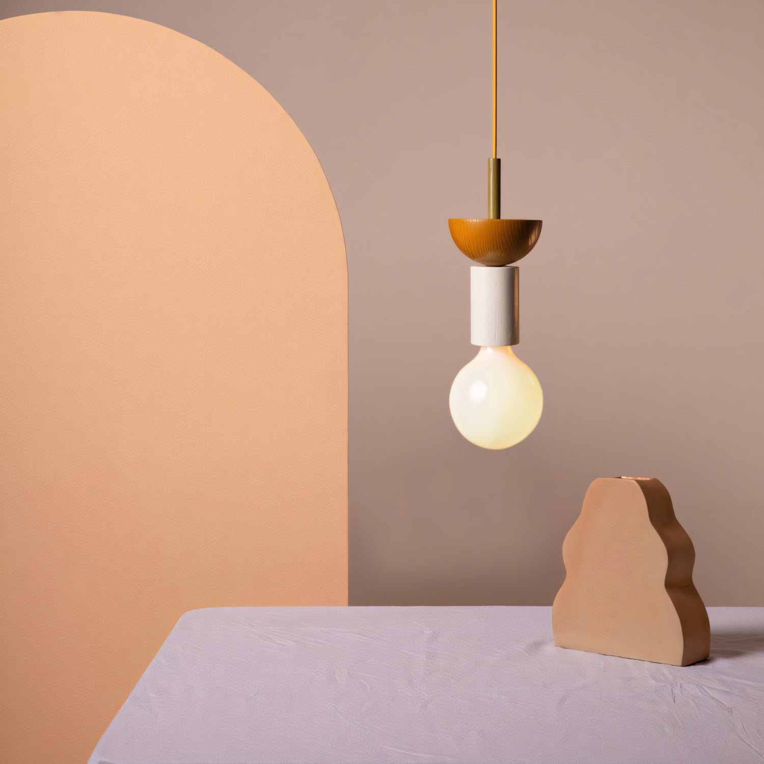 Stacked Wood Pendant Lamp, Mid-Century Style