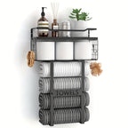 UrbanShelf: Towel Holder for Bathroom – modern wall mount with shelf, decorative & multifunctional for towels & bathroom textiles