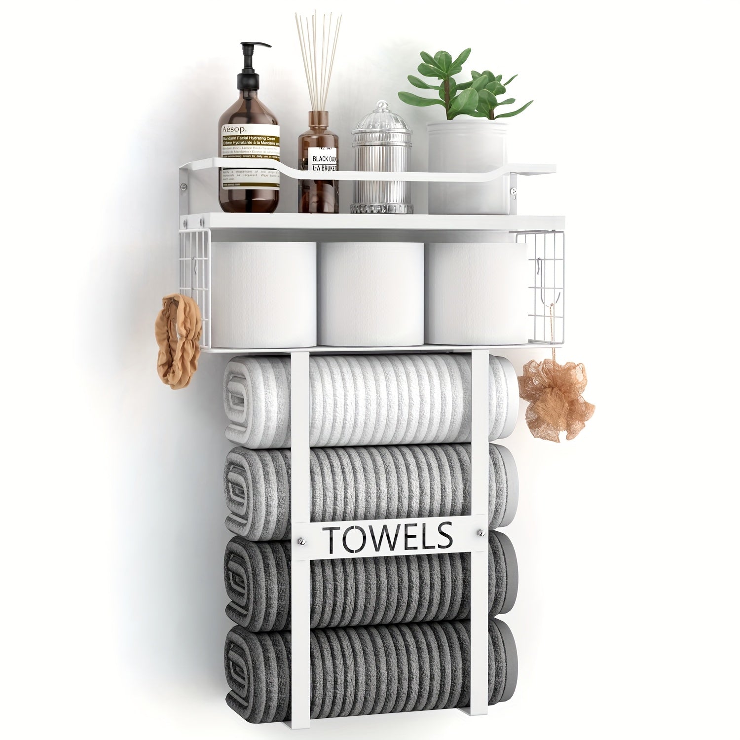 UrbanShelf: Towel Holder for Bathroom – modern wall mount with shelf, decorative & multifunctional for towels & bathroom textiles