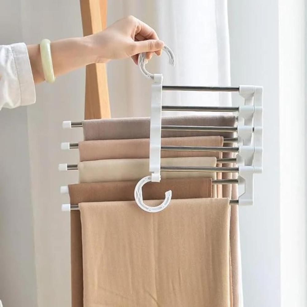 SteelLine: Trouser Hanger with 5 Bars – Durable, Non-Slip & Perfect for Jeans, Suits & Dress Pants