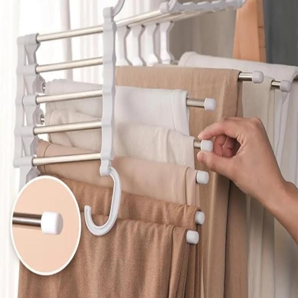 SteelLine: Trouser Hanger with 5 Bars – Durable, Non-Slip & Perfect for Jeans, Suits & Dress Pants
