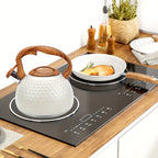 Steel Whisper: Large Stainless Steel Kettle with Whistle & Classic Wood Design – for Kitchen & Camping