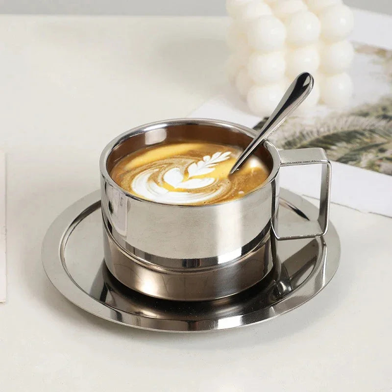 Stylish Coffee Mug Set with Tray and Spoon Durable and Temperature Retentive