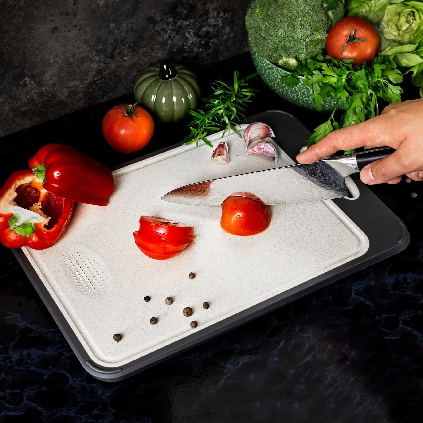 Cutting Board with Non Slip Handle Smooth Hygienic Surface