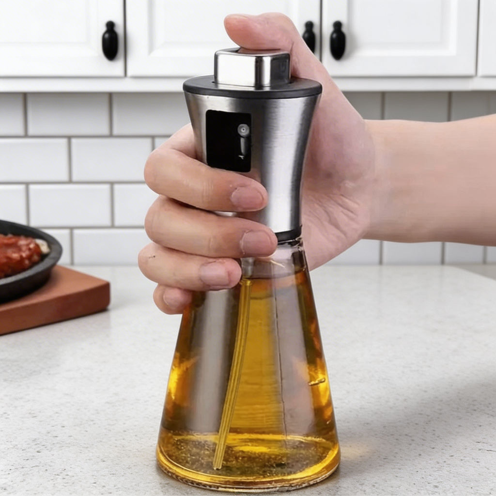 Cooking Oil Spray Bottle Glass Refillable Fine Mist Stainless Steel Dispenser