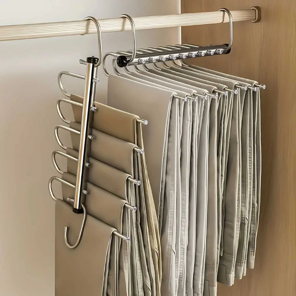 Pants Hanger Stainless Steel Multi Layer Closet Organizer Silver