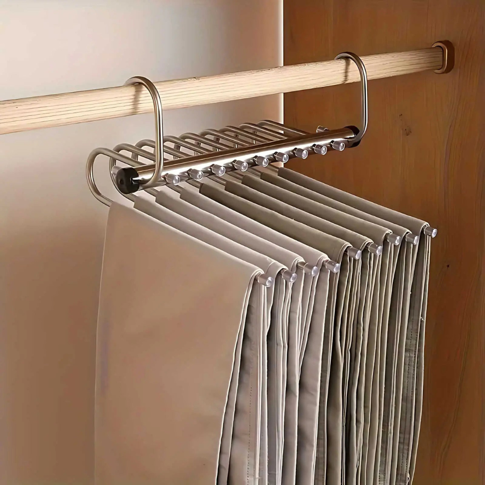 Pants Hanger Stainless Steel Multi Layer Closet Organizer Silver