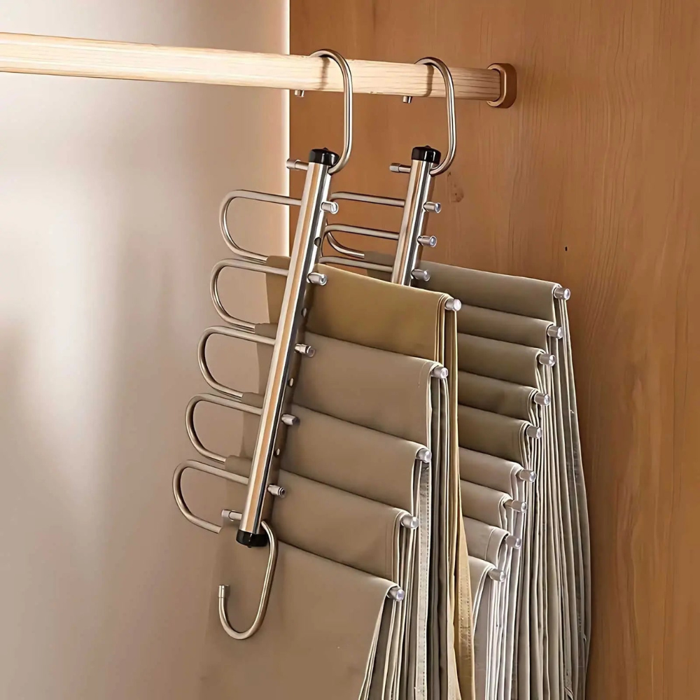 Pants Hanger Stainless Steel Multi Layer Closet Organizer Silver