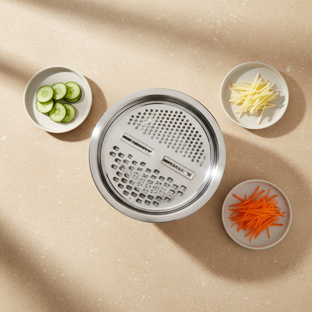 Vegetable Slicer and Colander Set, 3 in 1 Design, Multi Blade Grater, Washing Basin