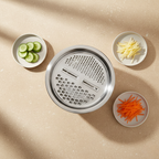 Vegetable Slicer and Colander Set, 3 in 1 Design, Multi Blade Grater, Washing Basin