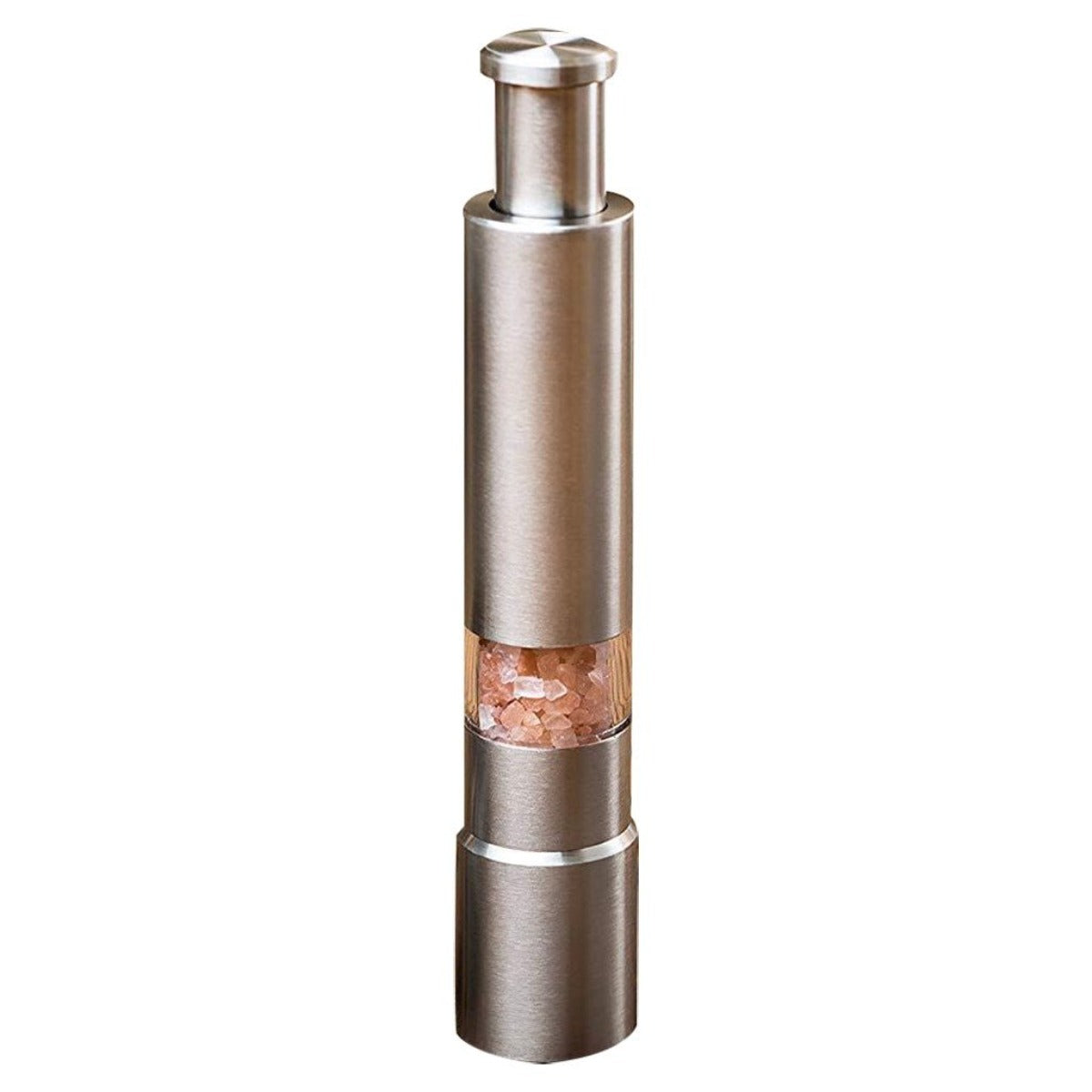 Manual Spice Grinder Stainless Steel Push Top One Hand Operation Silver