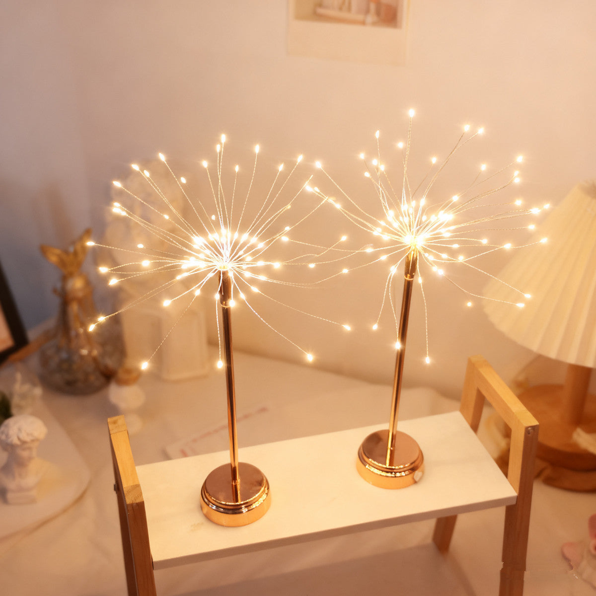 Starburst LED Table Lamp, Dual-use Powered, Warm White Light