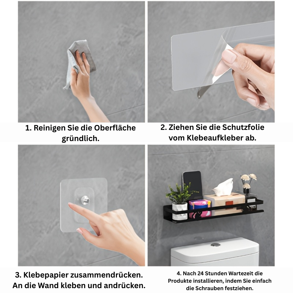 StarkerRaum: Wall Shelf for Bathroom – Durable Cast Iron Shelf, Multifunctional & Stable for Shower & Bathroom Organization