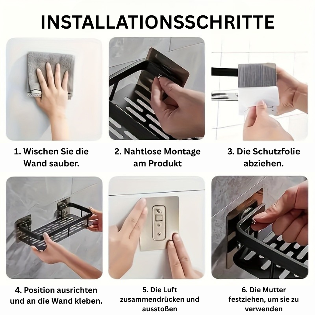 StarkerZwilling: Wall Shelves for Bathroom – Modern Double Shelf Made of Space Aluminum, Sturdy & Decorative for Cosmetics & Shower Gel