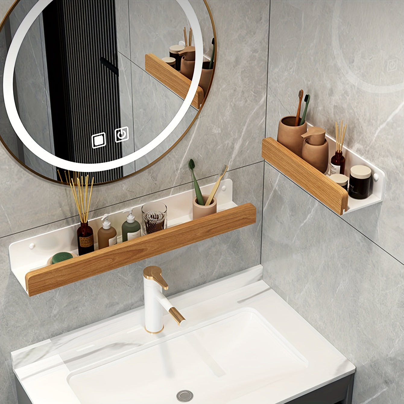 StrongTray: Wall Shelf Shower – Modern Wrought Iron Shelf, Stable & Floating Without Drilling for Bathroom Organization