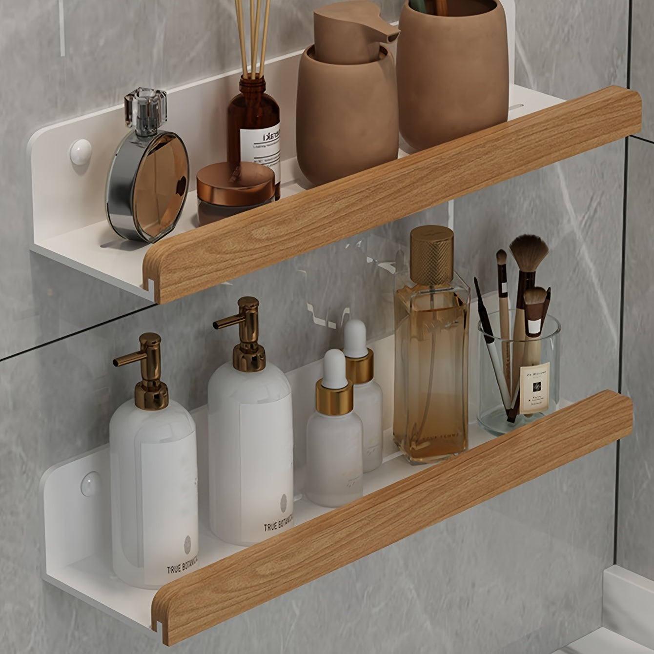StrongTray: Wall Shelf Shower – Modern Wrought Iron Shelf, Stable & Floating Without Drilling for Bathroom Organization