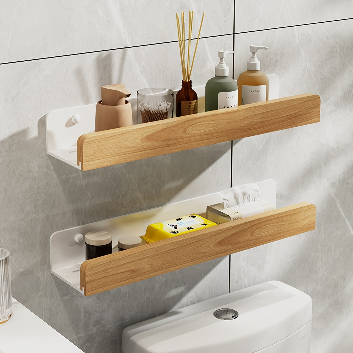 StrongTray: Wall Shelf Shower – Modern Wrought Iron Shelf, Stable & Floating Without Drilling for Bathroom Organization