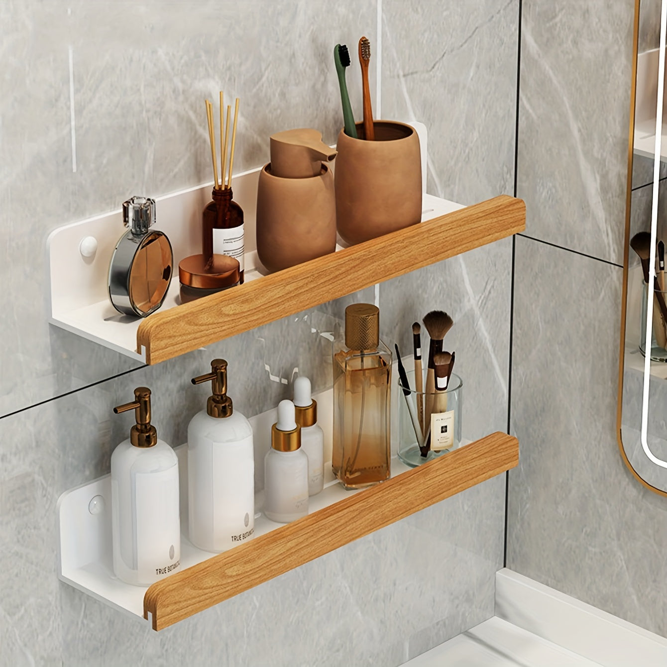 StrongTray: Wall Shelf Shower – Modern Wrought Iron Shelf, Stable & Floating Without Drilling for Bathroom Organization