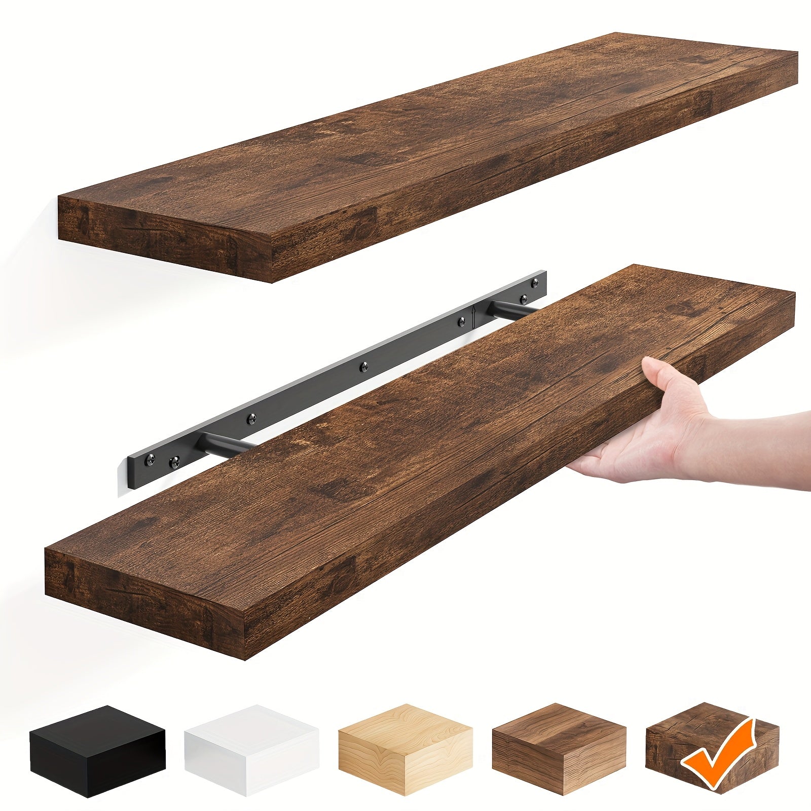 StorageWood: Wall Shelves Hanging – Stable, Decorative & Space-Saving with Solid Wood Design for Living Room & Kitchen