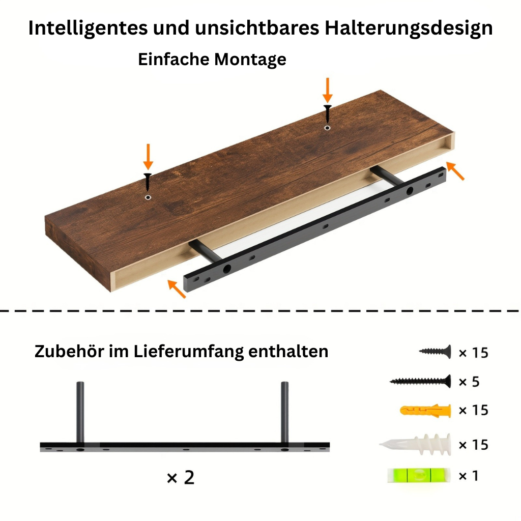 StorageWood: Wall Shelves Hanging – Stable, Decorative & Space-Saving with Solid Wood Design for Living Room & Kitchen