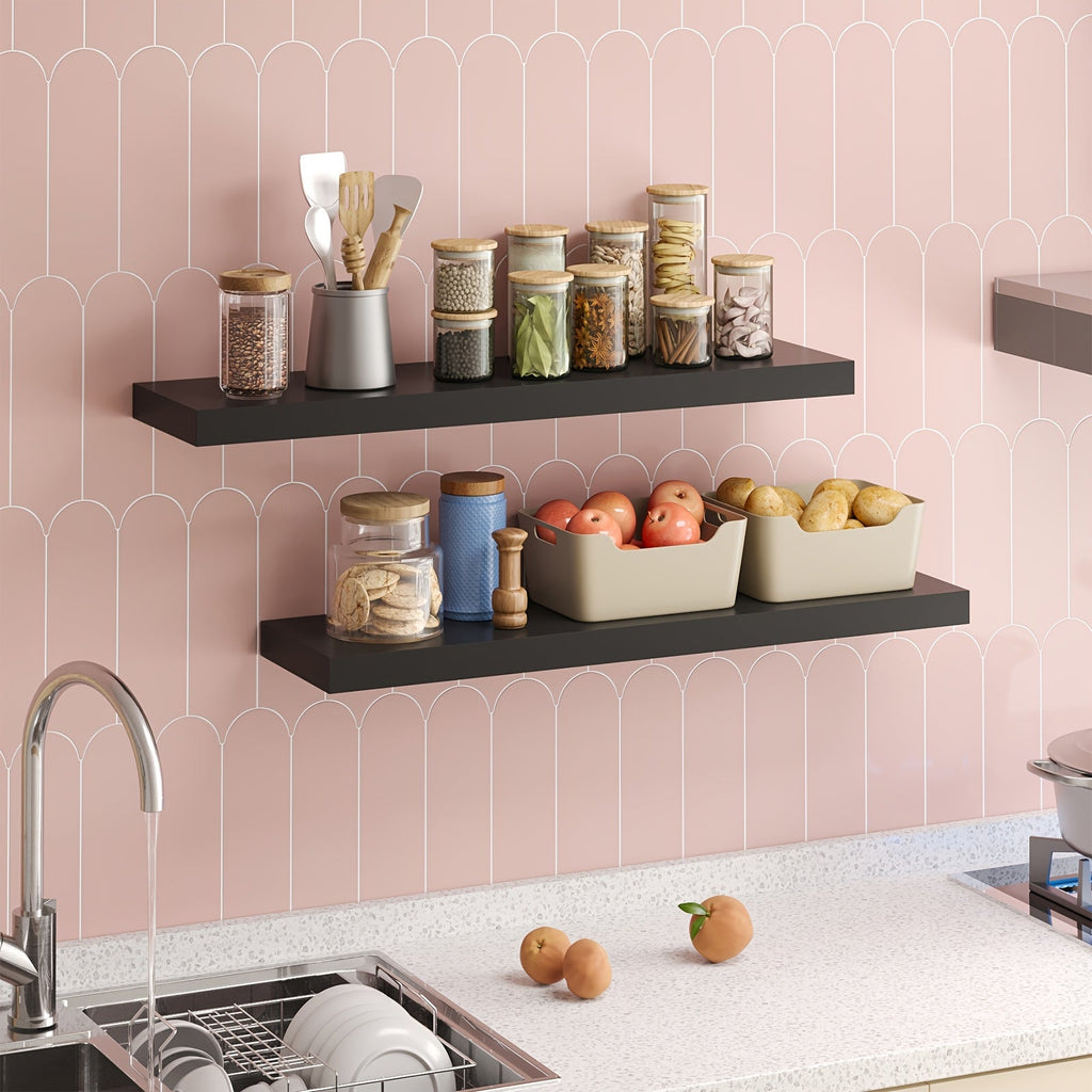 StorageWood: Wall Shelves Hanging – Stable, Decorative & Space-Saving with Solid Wood Design for Living Room & Kitchen