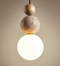 SteinAura: Travertine Pendant Light Made of Natural Stone – Modern Design for Dining Rooms & Living Rooms