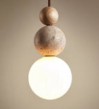 SteinAura: Travertine Pendant Light Made of Natural Stone – Modern Design for Dining Rooms & Living Rooms