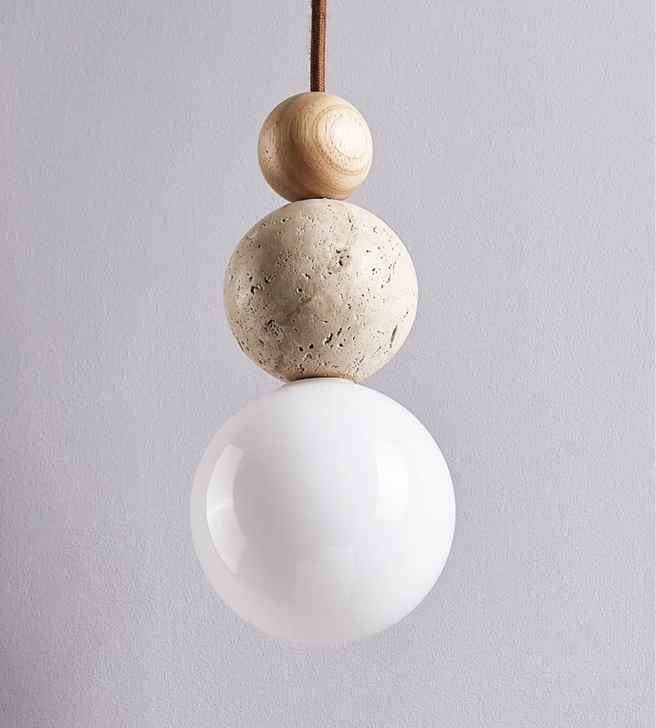 SteinAura: Travertine Pendant Light Made of Natural Stone – Modern Design for Dining Rooms & Living Rooms