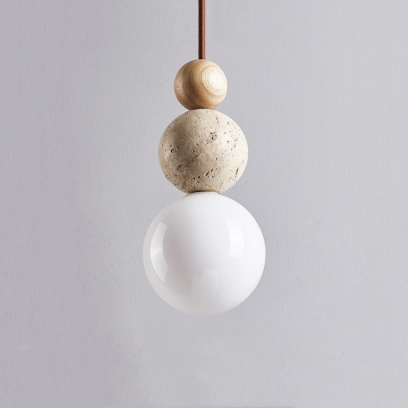 SteinAura: Travertine Pendant Light Made of Natural Stone – Modern Design for Dining Rooms & Living Rooms
