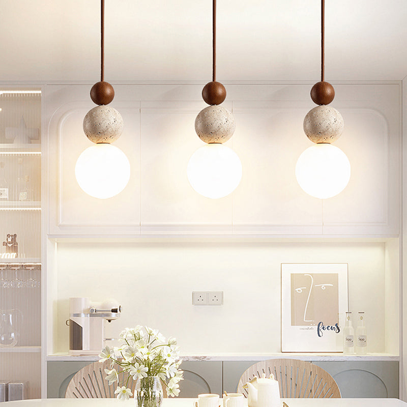 SteinAura: Travertine Pendant Light Made of Natural Stone – Modern Design for Dining Rooms & Living Rooms