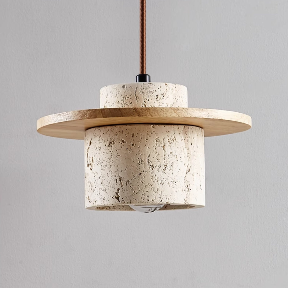 SteinGlanz: Modern Pendant Light with Travertine Shade