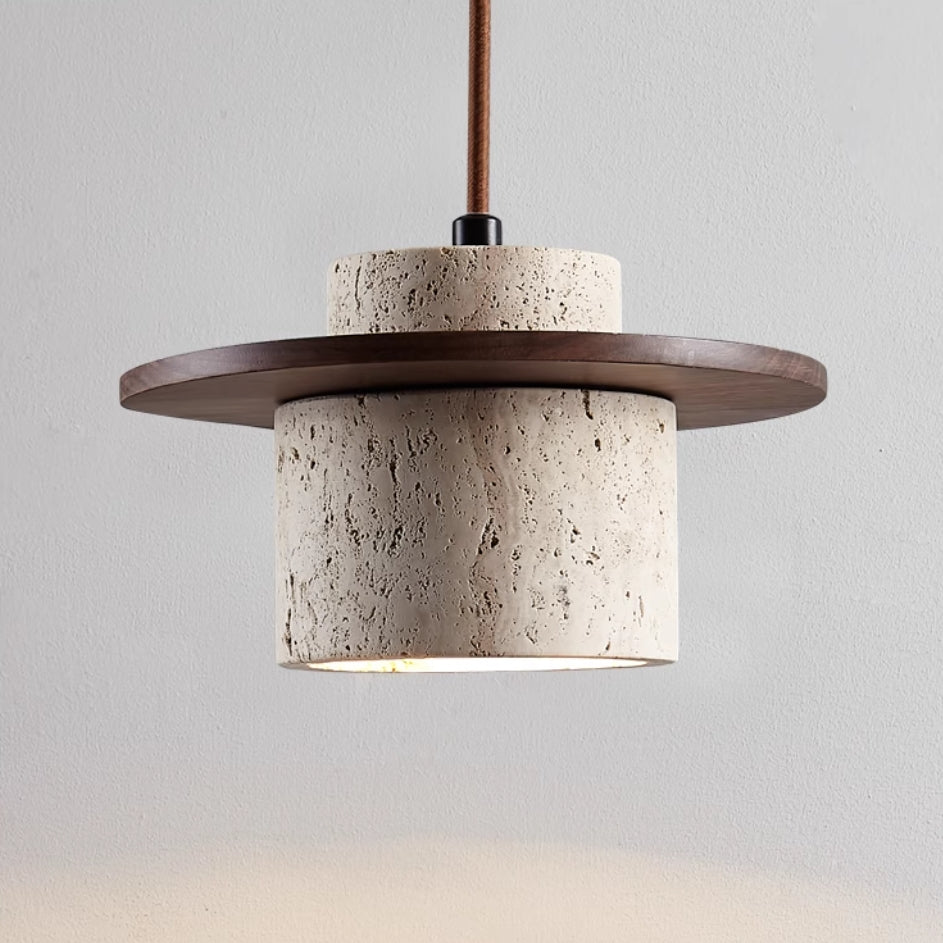 SteinGlanz: Modern Pendant Light with Travertine Shade