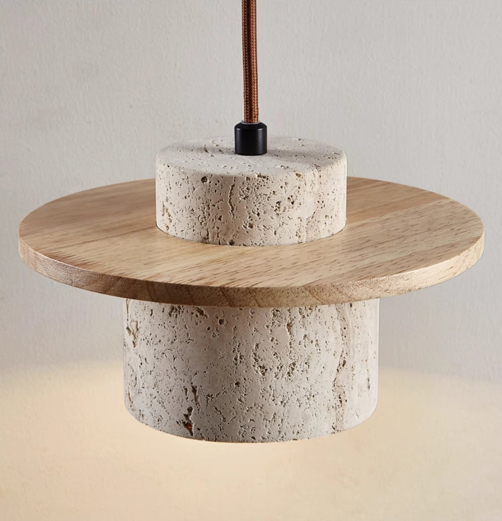 SteinGlanz: Modern Pendant Light with Travertine Shade