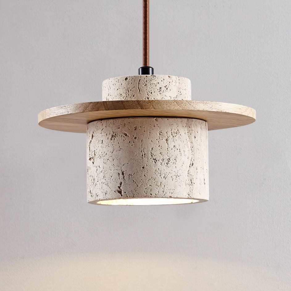 SteinGlanz: Modern Pendant Light with Travertine Shade