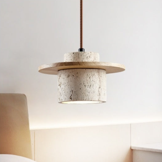 SteinGlanz: Modern Pendant Light with Travertine Shade