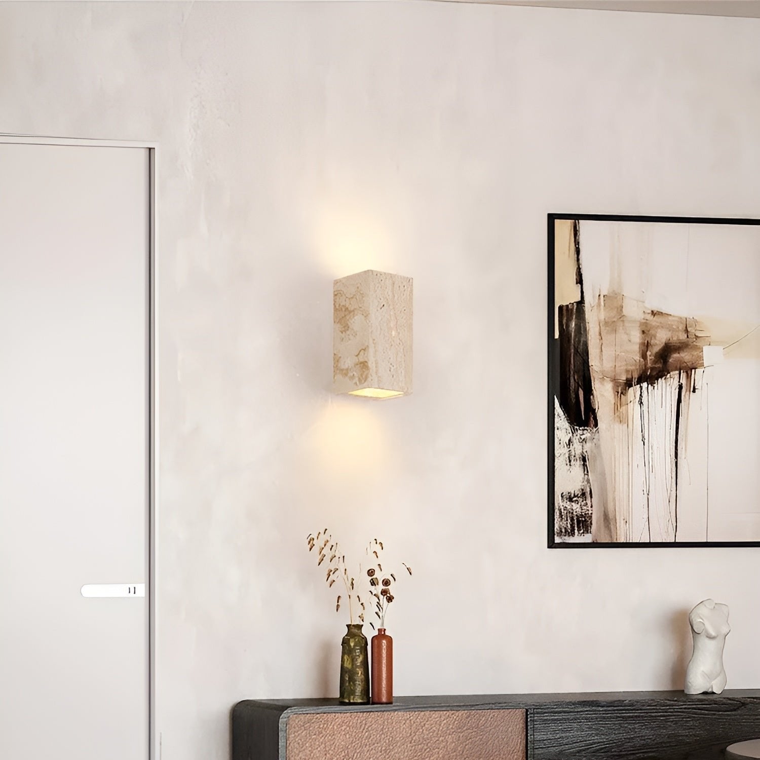SteinLume: Travertine Wall Light – Modern LED Wall Lamp for Indoor & Outdoor Use