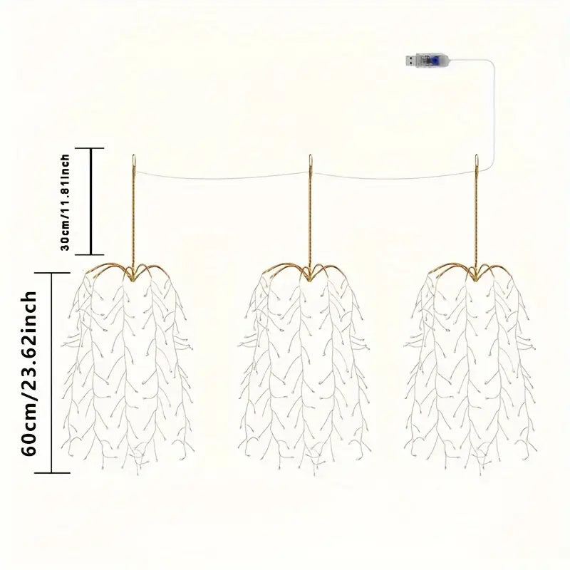 StellaBaum: 3-Piece Set Tree-Shaped LED String Lights – Christmas Lighting for Garden & Terrace