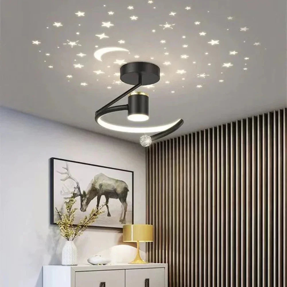StellaGlow: Round LED Ceiling Light with Starry Sky Effect & Dimmable Light Color – for Bedrooms & Children's Rooms