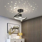 StellaGlow: Round LED Ceiling Light with Starry Sky Effect & Dimmable Light Color – for Bedrooms & Children's Rooms