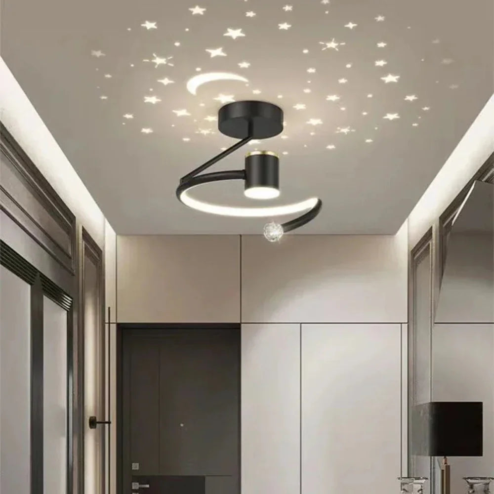 StellaGlow: Round LED Ceiling Light with Starry Sky Effect & Dimmable Light Color – for Bedrooms & Children's Rooms