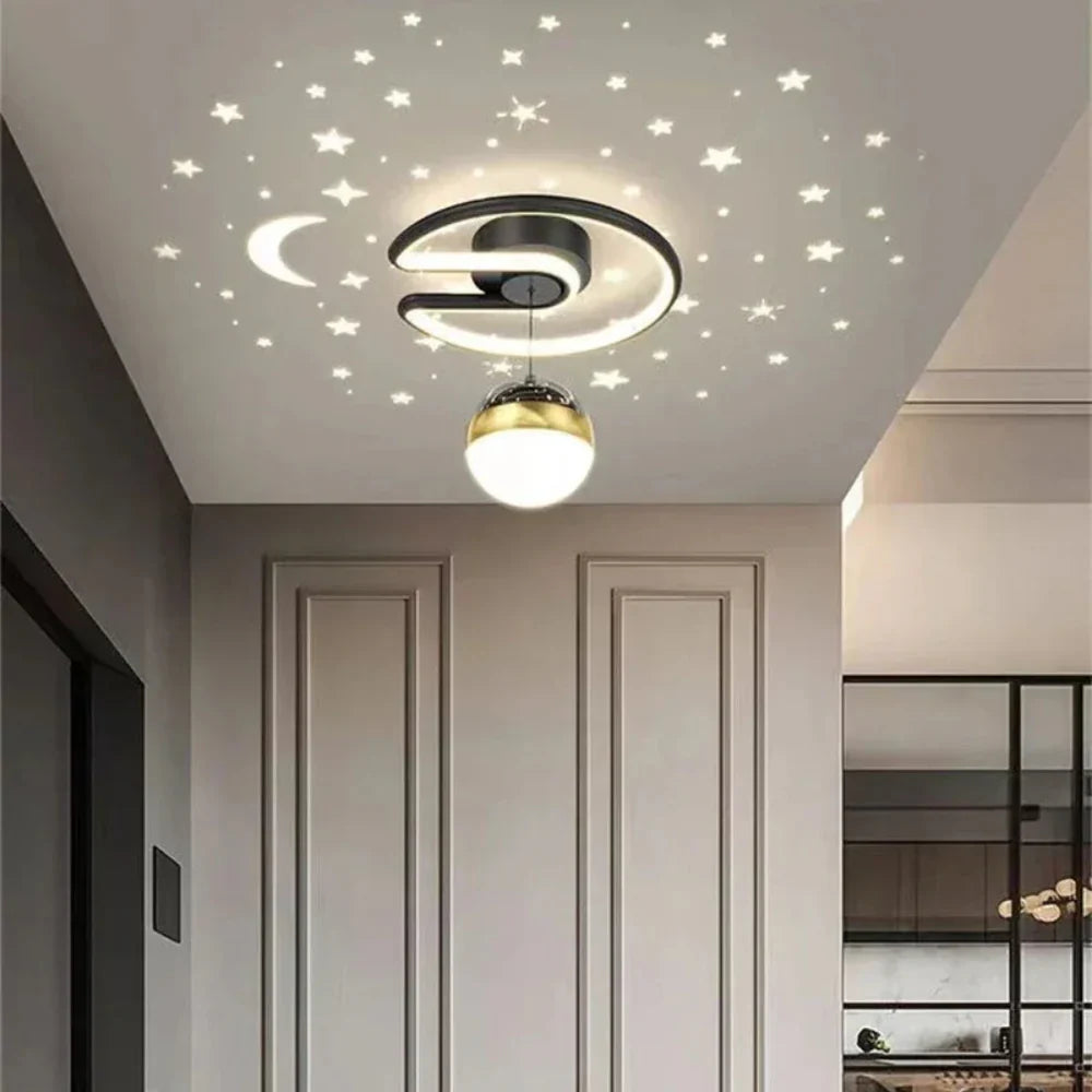 StellaGlow: Round LED Ceiling Light with Starry Sky Effect & Dimmable Light Color – for Bedrooms & Children's Rooms