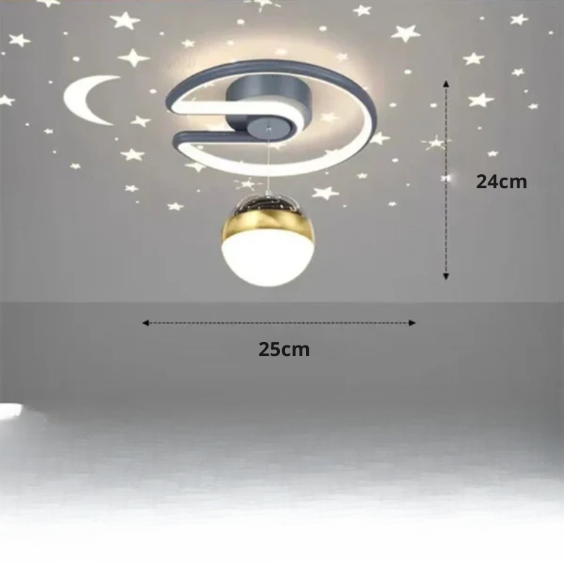 StellaGlow: Round LED Ceiling Light with Starry Sky Effect & Dimmable Light Color – for Bedrooms & Children's Rooms